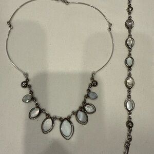 Silver-Tone Mother-of-Pearl Necklace & Bracelet Set